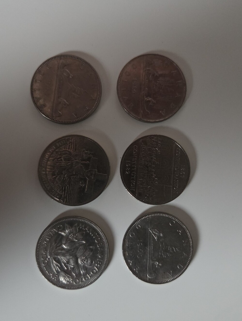 Canadian Mint-- 6 Silver Dollars Various Years